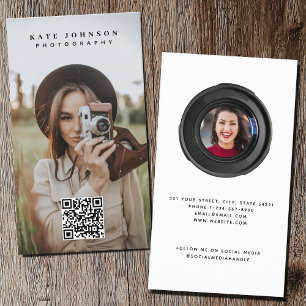 Professional Photography QR Code Social Media  Business Card