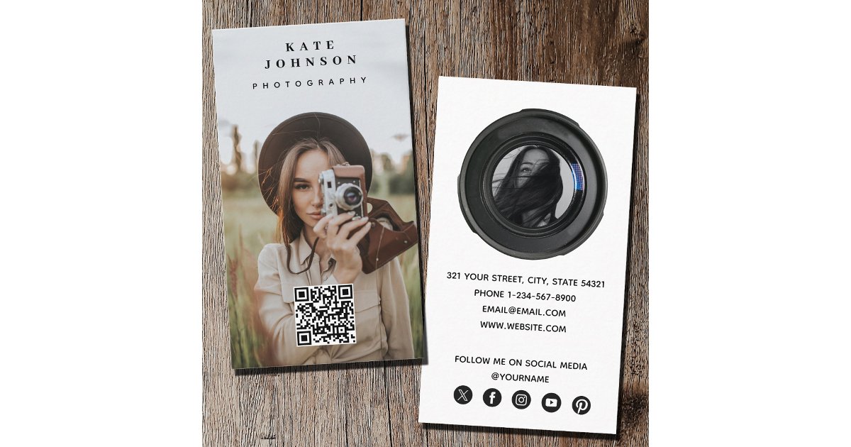 Professional Photography QR Code Social Media Icon Business Card | Zazzle