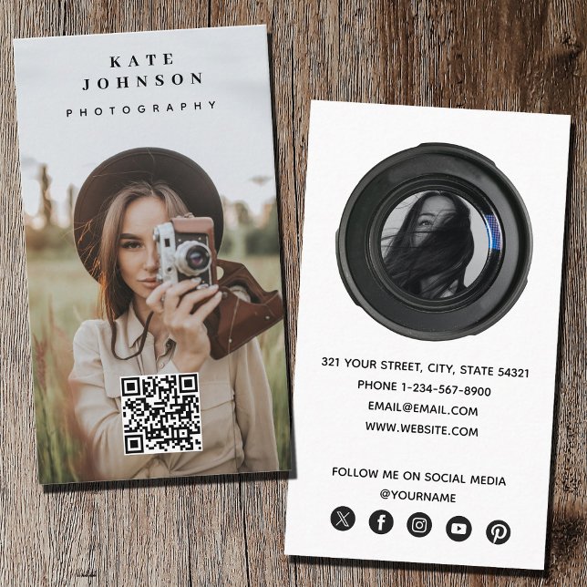 Professional Photography QR Code Social Media Icon Business Card (Professional Photography QR Code Social Media Icon Business Card)