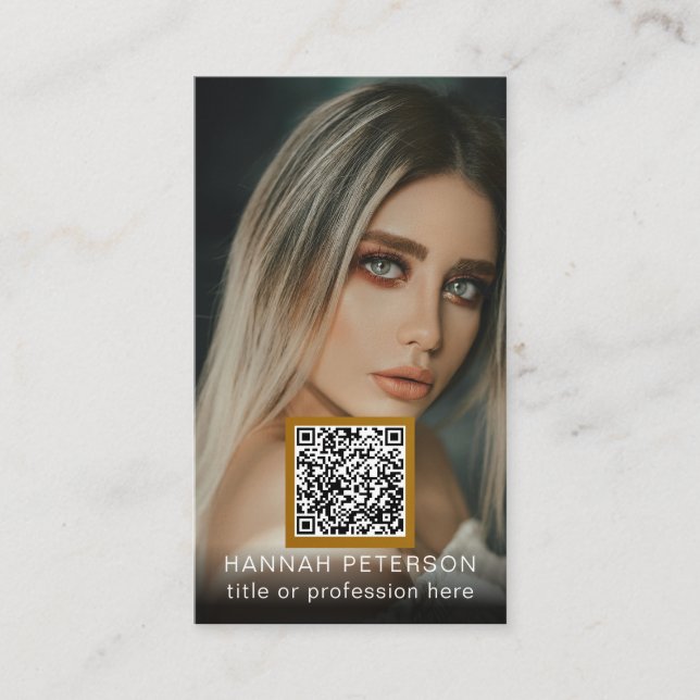 Professional photos QR code Modern stylish gold Business Card (Front)