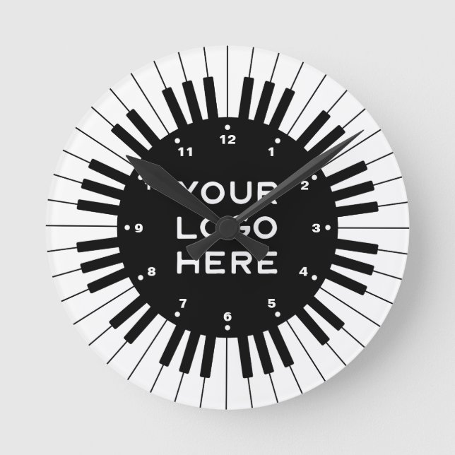 Professional Piano Keys With Personalised Logo Round Clock (Front)