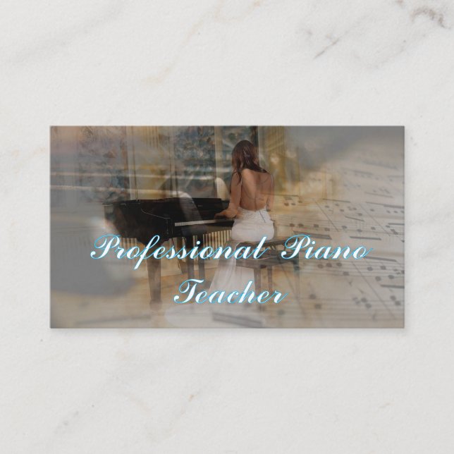 Professional  Piano Teacher  Business Card (Front)