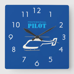 Professional pilot square wall clock
