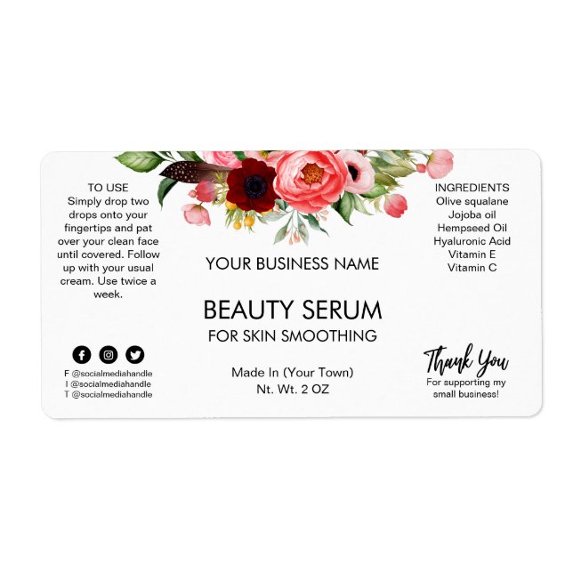 Professional Pink And White Face Serum Labels (Front)