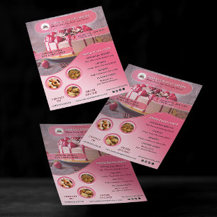 Professional Pink Bakery Add Photos & Logo Custom Flyer