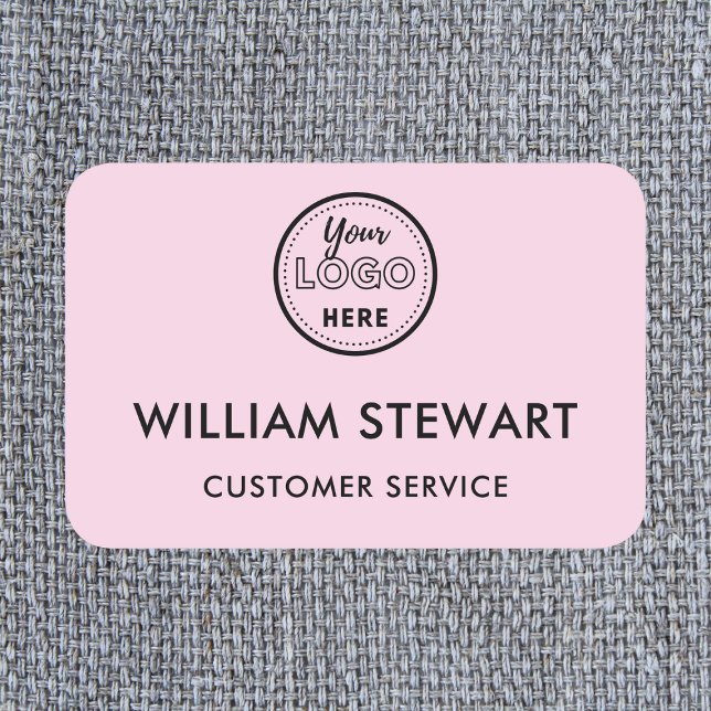 Professional Pink Custom Logo Employee Staff Name Tag (Creator Uploaded)