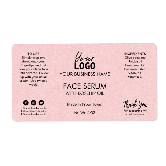 Professional Pink Dropper Bottle Face Oil Serum (Front)