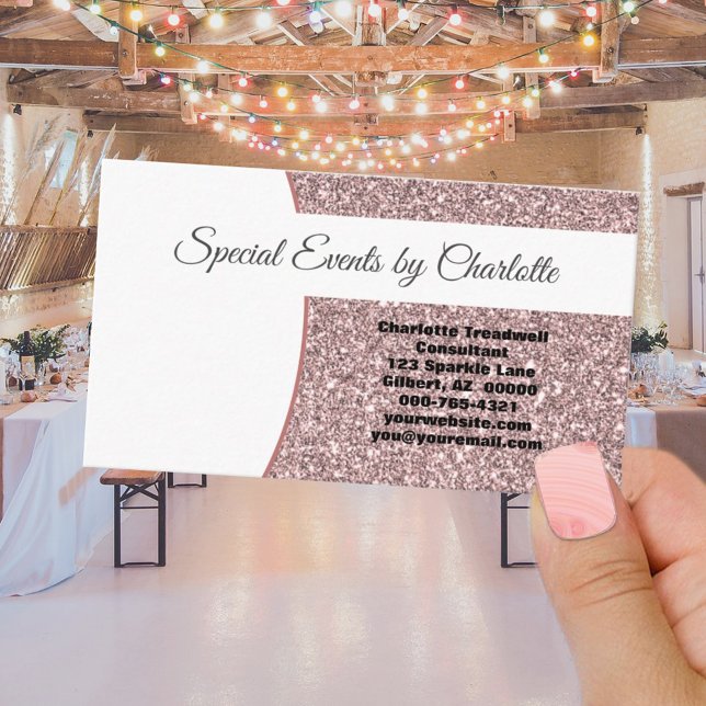 Professional Pink Faux Glitter FRONT Blank Back  Business Card (Creator Uploaded)