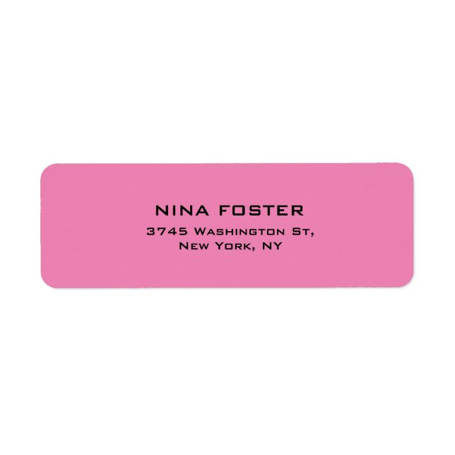 Professional Pink Feminine Simple Plain Elegant Return Address Label (Front)