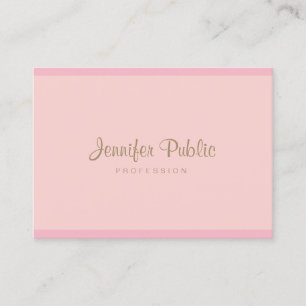 Professional Pink Gold Hand Script Modern Elegant Business Card