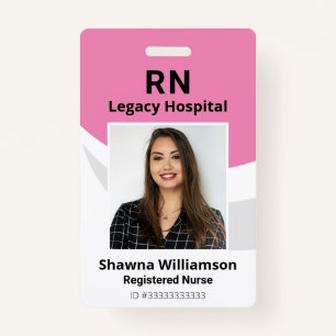 Professional Pink ID Photo Badge with Bar Code ID Badge