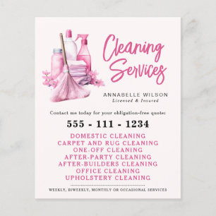 Professional Pink Maid & House Cleaning Business  Flyer