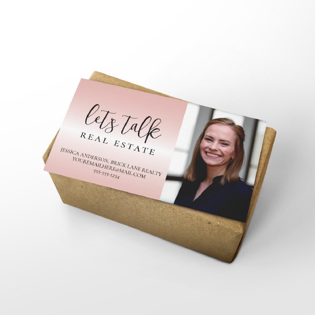 Professional Pink Metallic Real Estate Business Card (Creator Uploaded)