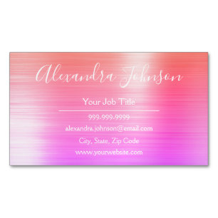 Professional Pink Orange Foil Modern Magnetic Business Card