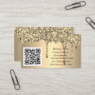 Professional Pink Social media Glitter gold Business Card