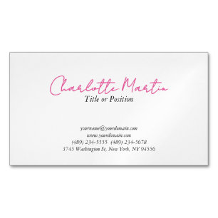 Professional Pink White Manager Consultant Chief Magnetic Business Card