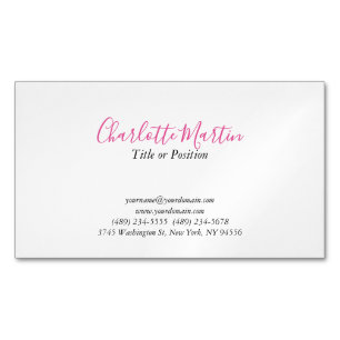 Professional Pink White Manager Consultant Chief Magnetic Business Card