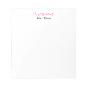 Professional Pink White Manager Consultant Chief Notepad