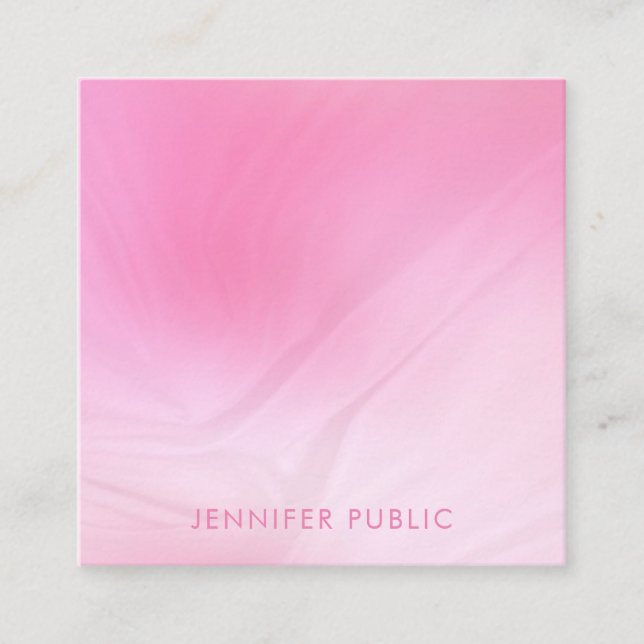 Professional Pink White Template Elegant Popular Square Business Card (Front)