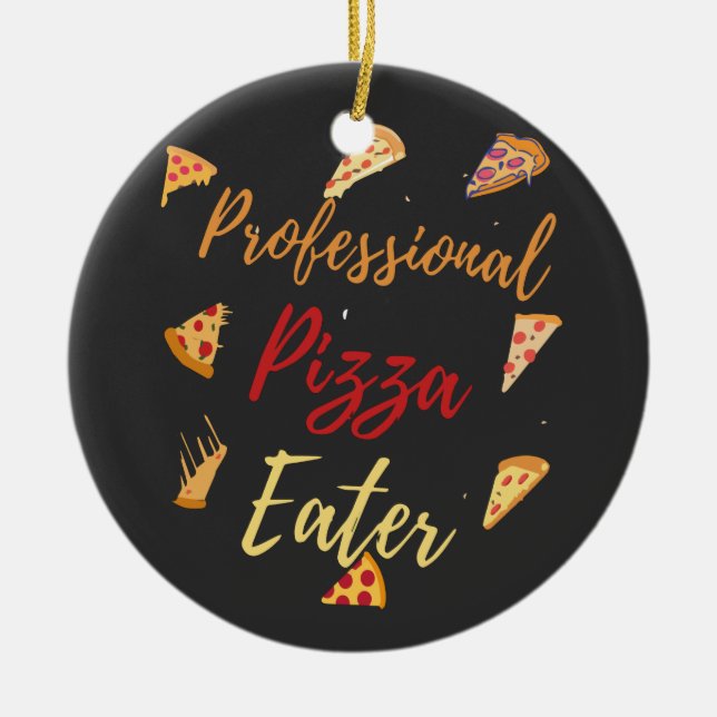 Professional Pizza Eater Ceramic Ornament (Front)