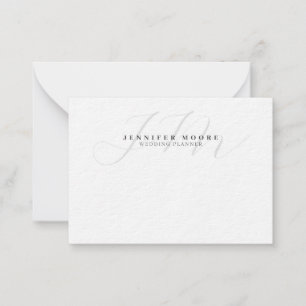 Professional Plain Black and White Script Monogram Card