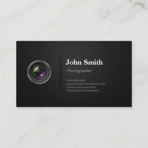 Professional Plain Black - Camera Photographer Business Card