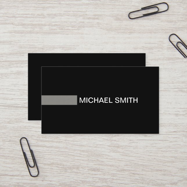 Professional Plain Black Elegant Modern Titanium Business Card (Front/Back In Situ)