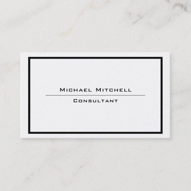 Professional Plain Elegant Black White Border Business Card (Front)