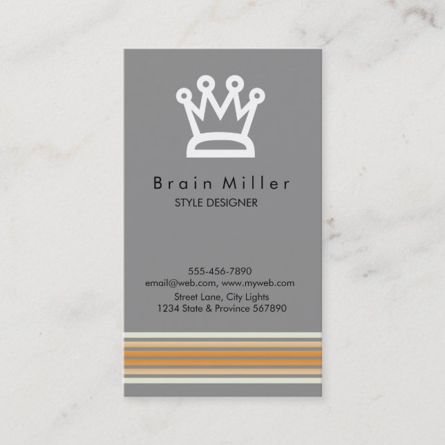 Professional Plain Elegant Modern Simple Crown Business Card (Front)