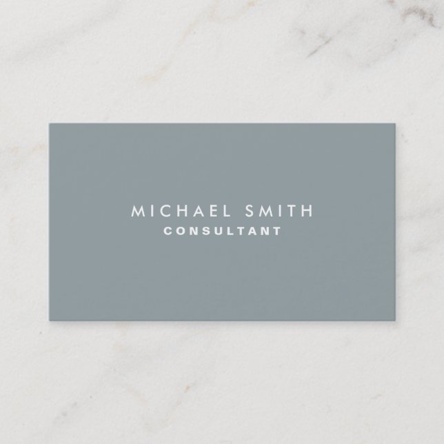 Professional Plain Elegant Modern Simple Grey Business Card (Front)