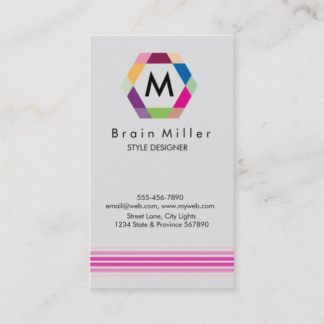 Professional Plain Elegant Modern Simple Hexagon Business Card (Front)