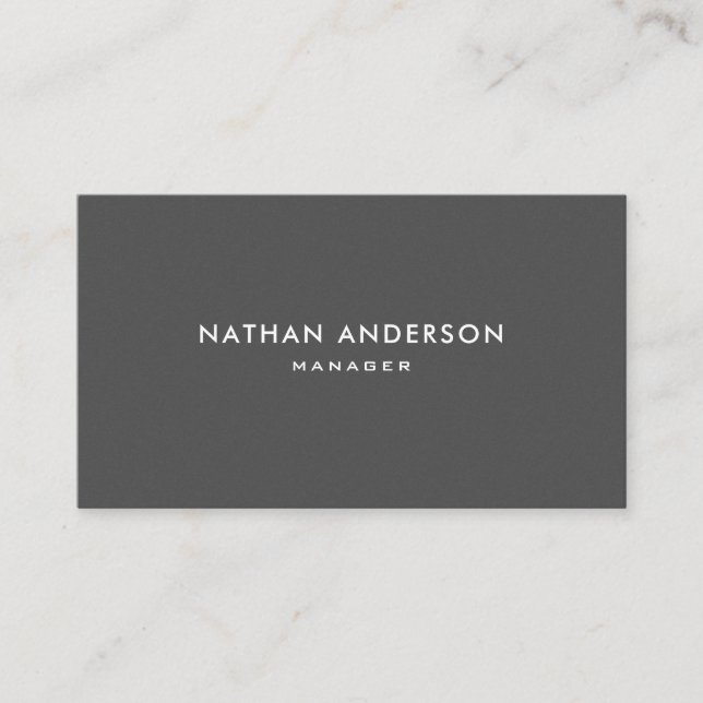 Professional  Plain Grey Elegant  and Modern Business Card (Front)