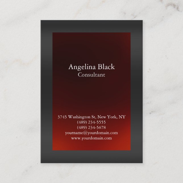 Professional Plain Grey Red Background Unique Business Card (Front)
