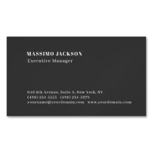 Professional plain minimalist modern black 	Magnetic business card