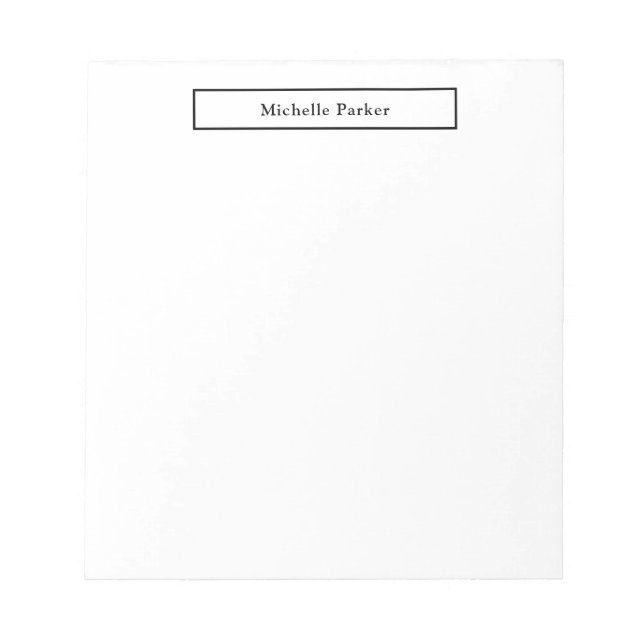 Professional Plain Minimalist Modern Black White Notepad (Front)