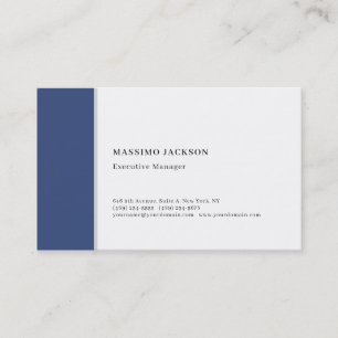Professional plain minimalist modern blue white business card
