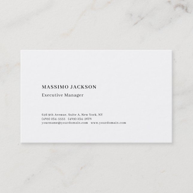 Professional plain minimalist modern matte paper business card (Front)