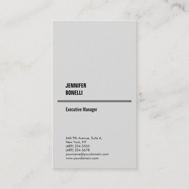 Professional plain minimalist modern platinum grey business card (Front)