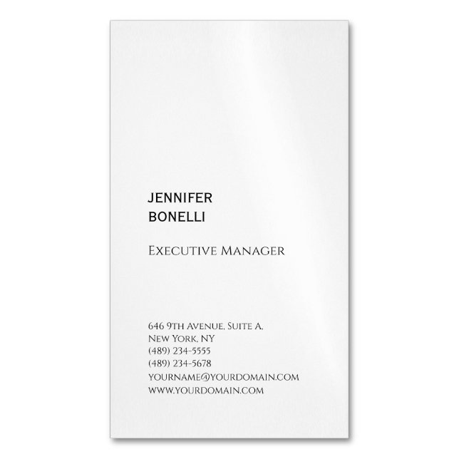 Professional plain minimalist modern trendy 	Magnetic business card (Front Vertical)