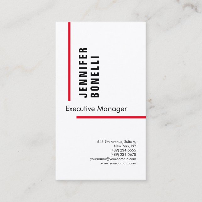 Professional plain minimalist modern trendy silk business card (Front)