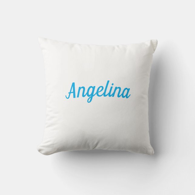 Professional Plain Modern Elegant Blue Your Name Cushion (Front)