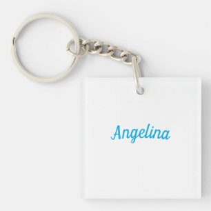 Professional Plain Modern Elegant Blue Your Name Key Ring