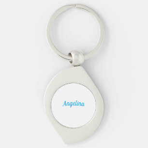 Professional Plain Modern Elegant Blue Your Name Key Ring