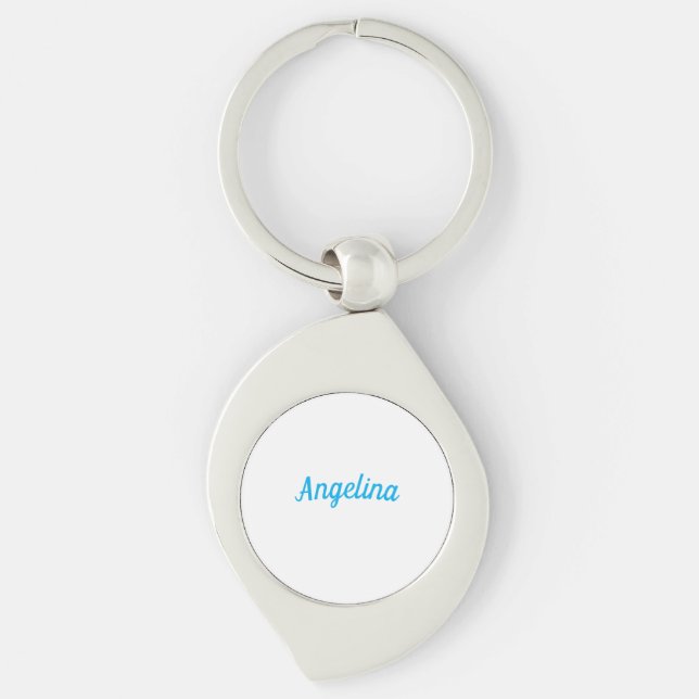 Professional Plain Modern Elegant Blue Your Name Key Ring (Front)
