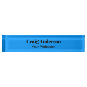 Professional Plain Modern Elegant Bright Blue Chic Nameplate