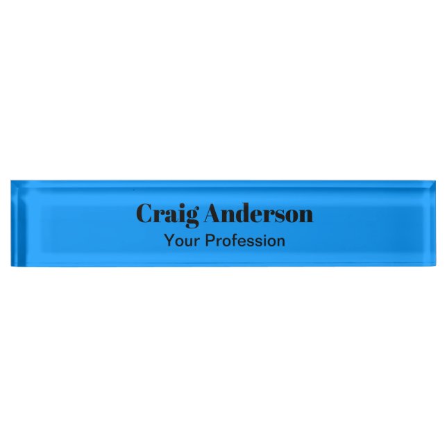 Professional Plain Modern Elegant Bright Blue Chic Nameplate (Front)