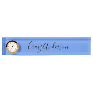 Professional Plain Modern Elegant Cornflower Blue Nameplate