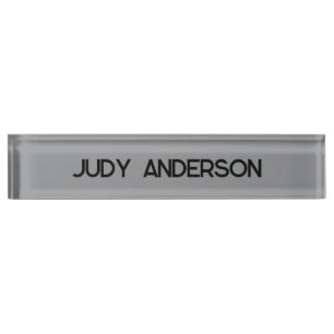 Professional Plain Modern Elegant Grey Nameplate