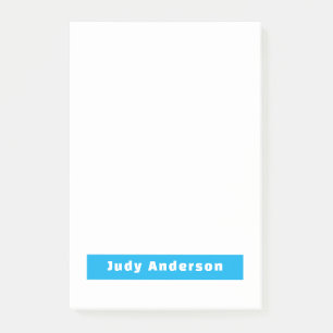 Professional Plain Modern Elegant Name Blue White Post-it Notes