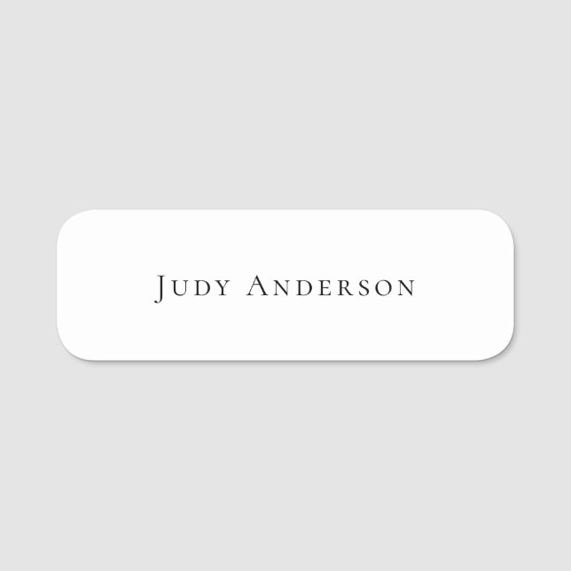 Professional Plain Modern Elegant Your Name Name Tag (Front)